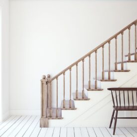 Interior of hallway with wooden staircase