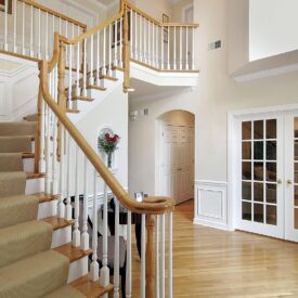 Wooden White and Maple Staircase